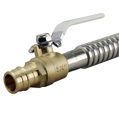 Apollo 3/4 in. Brass PEX-A Barb x 3/4 in. FNPT x 18 in. CSST Water Heater Connector with Ball Valve EPXCSST18BV